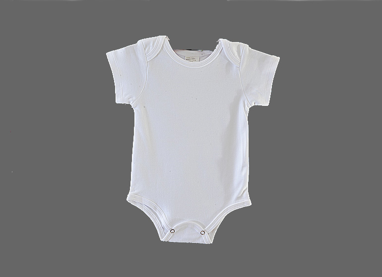 White Baby Jumpsuit. Heavy Soft Knit Cotton.