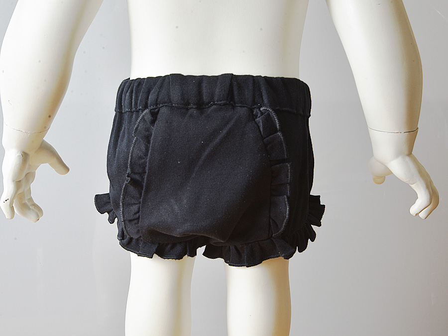 Blank, Knit Cotton, Ruffled Diaper Cover, Black color.