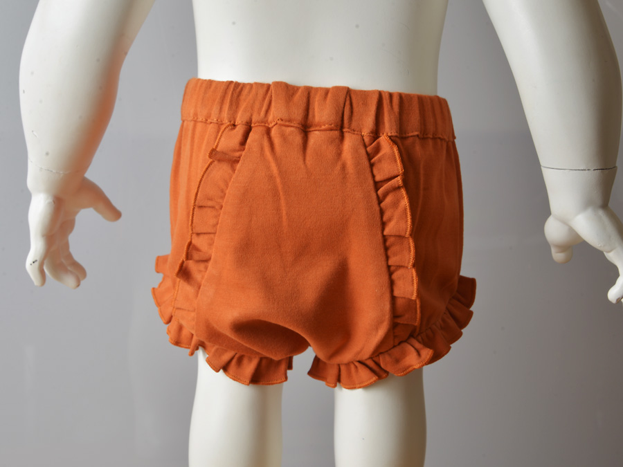 Blank, Knit Cotton, Ruffled Diaper Cover, Burnt Orange color.