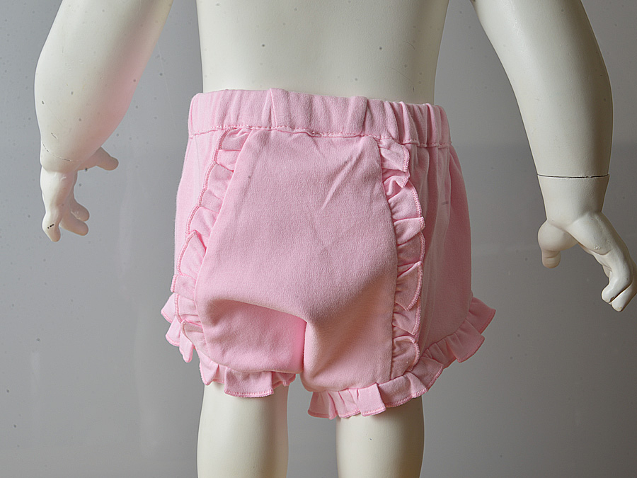 Blank, Knit Cotton, Ruffled Diaper Cover, Cherry Blossom Color.