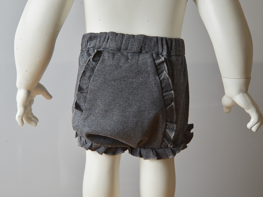 Blank, Knit Cotton, Ruffled Diaper Cover, Gray Pinstripes color.