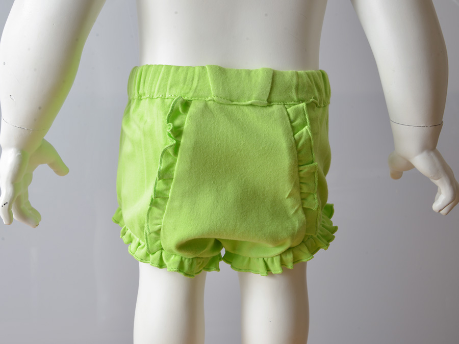 Blank, Knit Cotton, Ruffled Diaper Cover, Hot Green color.