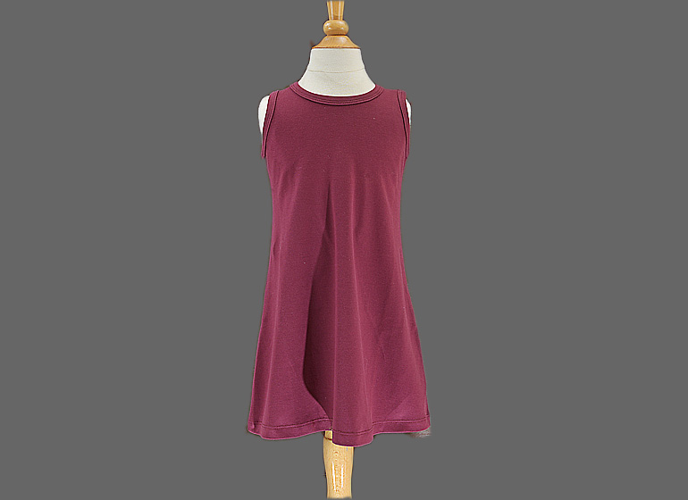 Girl Toddle Dress. Sleeveless A Line, Burgundy Color