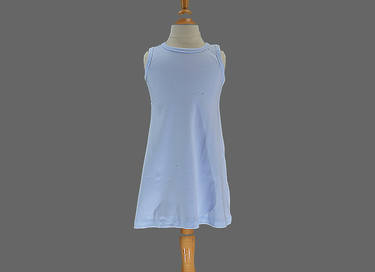 Girl Toddle Dress. Sleeveless A Line, Light Blue Color.