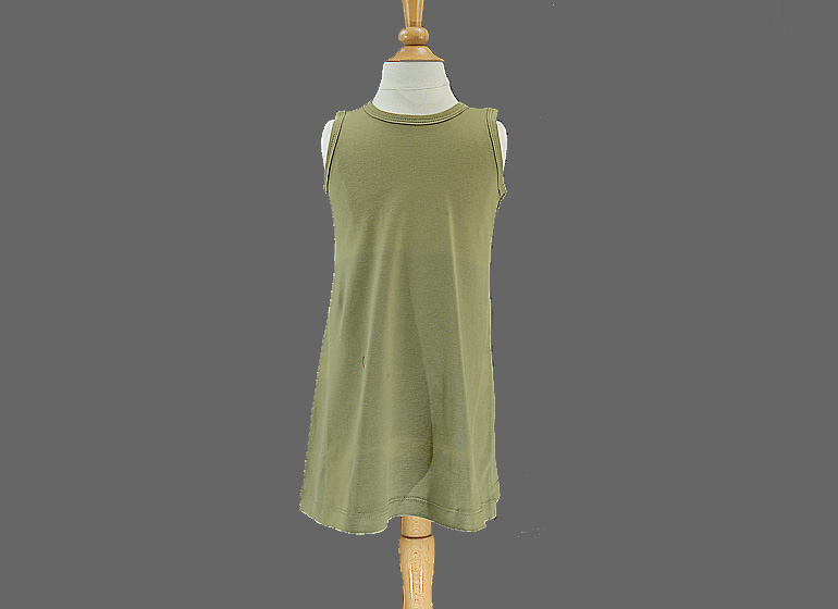 Girl Toddle Dress. Sleeveless A Line, Mosstone Green Color.