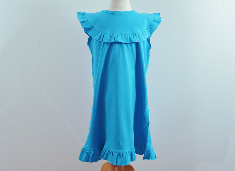 girl toddler, sleeveless dress, aqua blue color.