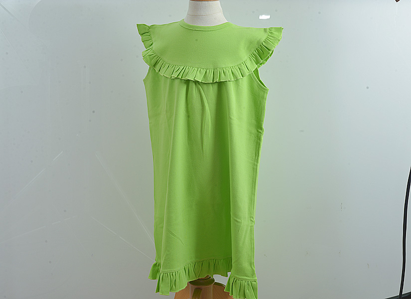 girl toddler, sleeveless dress, Hot Green color.