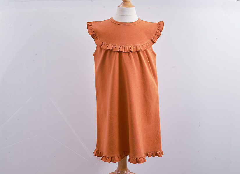 girl toddler, sleeveless dress, Peach Caramel Color
