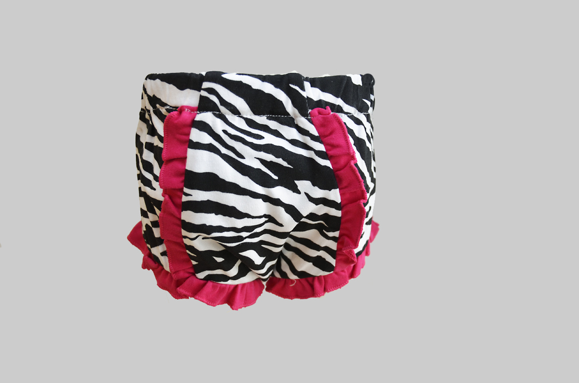 Baby Diaper Cover with Black Zerba with Hot Pink Ruffle